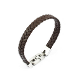 Bracelet en cuir tressé et acier pour homme Bracelet en cuir tressé et acier pour homme
