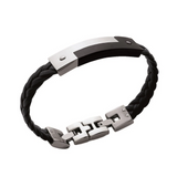 Bracelet homme acier Inoxydable cuir tressé et carbone Bracelet homme acier Inoxydable cuir tressé et carbone