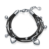 BRACELET VICE-ROI AVEC BANDES DE CUIR NOIR ET PENDENTIFS EN ACIER BRACELET VICE-ROI AVEC BANDES DE CUIR NOIR ET PENDENTIFS EN ACIER