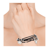 BRACELET VICE-ROI AVEC BANDES DE CUIR NOIR ET PENDENTIFS EN ACIER BRACELET VICE-ROI AVEC BANDES DE CUIR NOIR ET PENDENTIFS EN ACIER