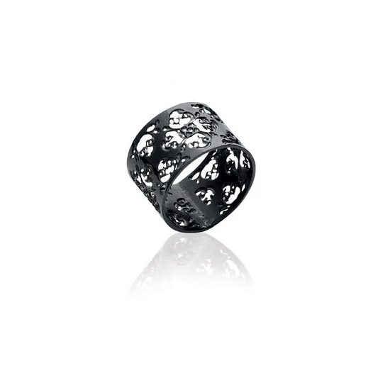 Bague Large Noire Ajournée – Élégance & Originalité Acier inoxydable