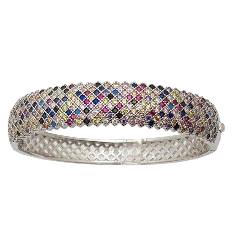 Bracelet en argent serti de pierres multicolores – Éclat et élégance Bracelet en argent serti de pierres multicolores – Éclat et élégance