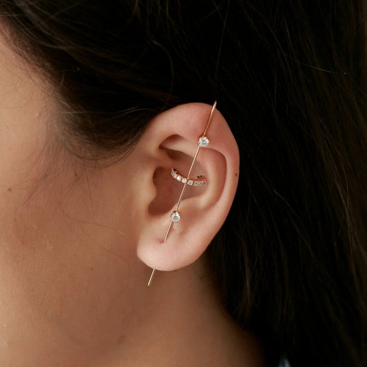 Boucle d’Oreille Ear Cuff Élégance Cristal Plaqué Or Xuping