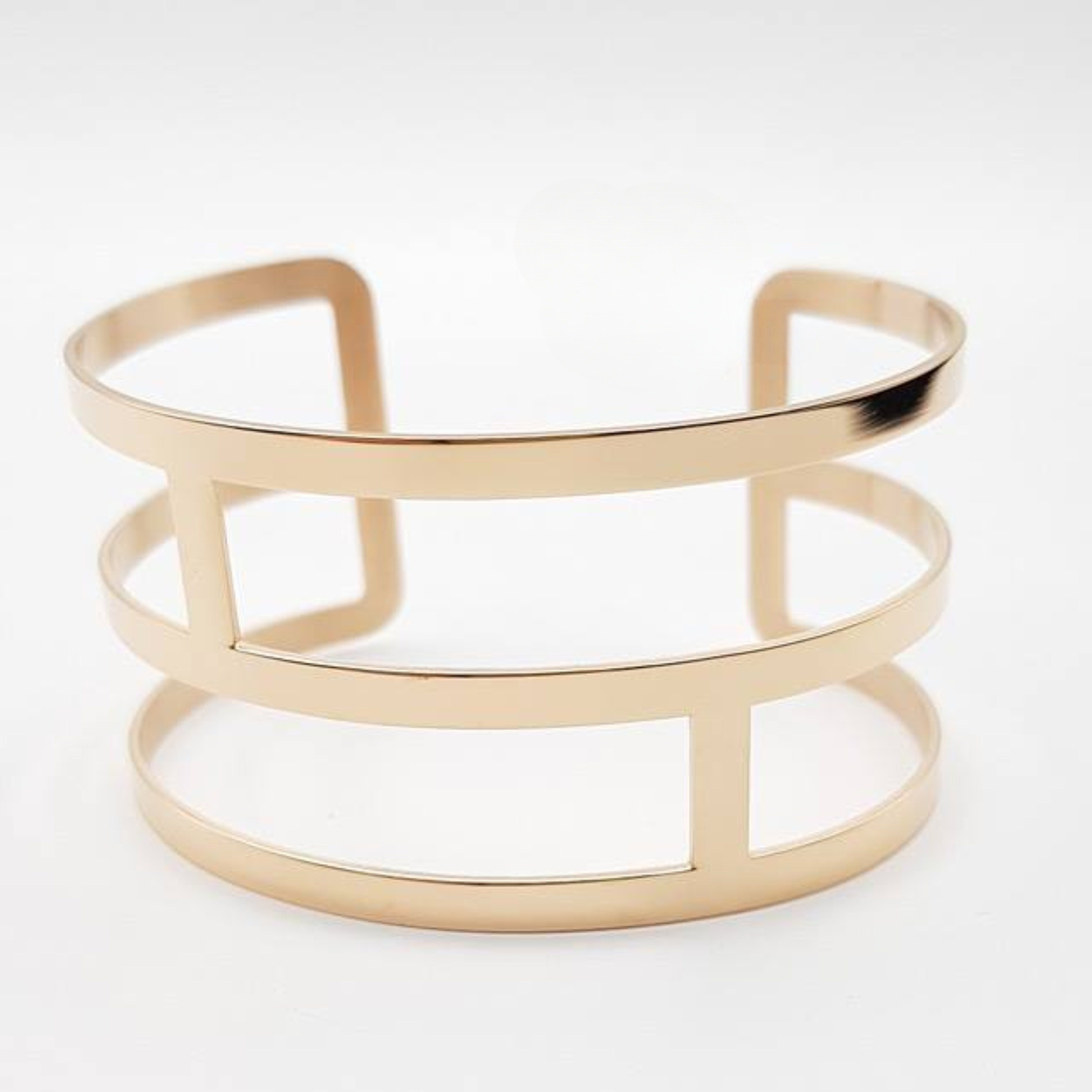 Bracelet manchette géométrique en acier inoxydable  doré