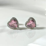 Boucles d’Oreilles Argent Cœur Rose Éclatant – Zircon Romantique Luxe