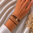🖤 Bracelet Multicouches Noir & Or Chic