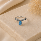 Bague Goutte Bleue en Acier Inoxydable – Élégance Fine & Raffinée