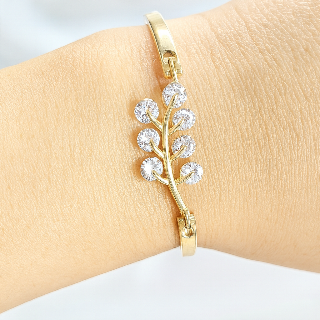 Bracelet Fantaisie Doré “Branche Éclatante”