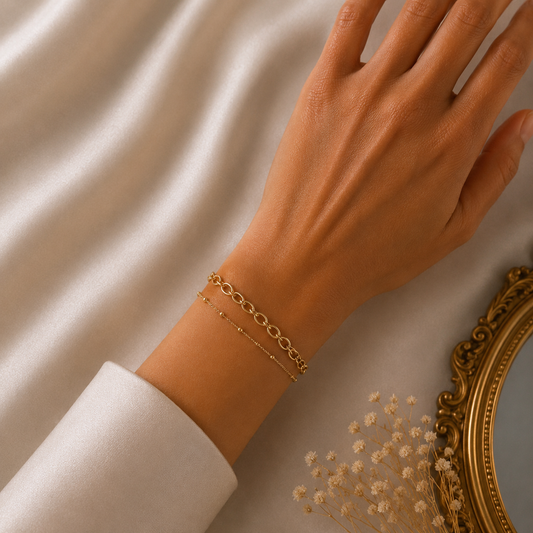 ✨ Bracelet Double Rang Minimaliste Doré