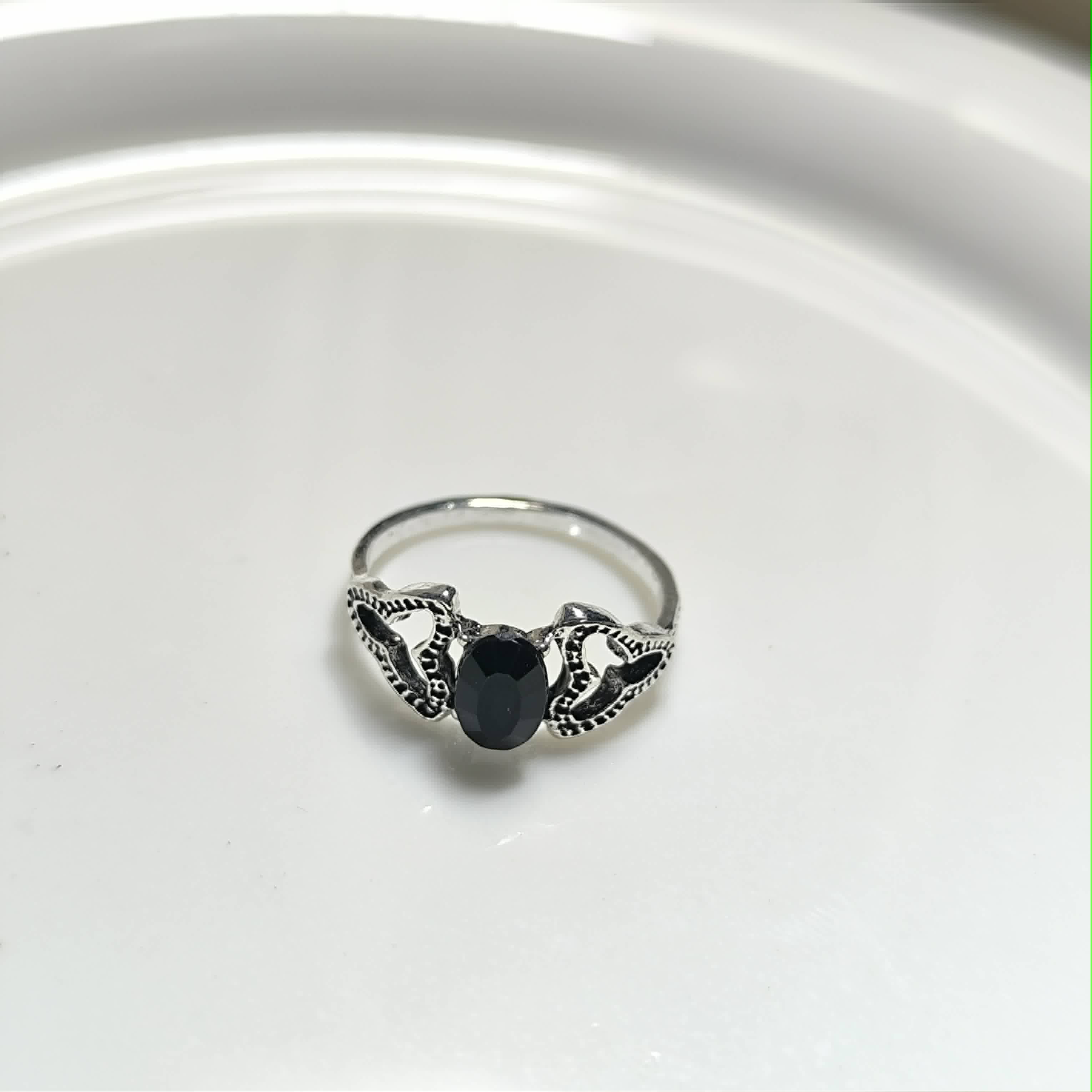 Bague Ailes Noires en Acier Inoxydable