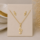 Parure Clé de Sol Dorée en Acier Inoxydable 316L – Collier & Boucles d’Oreilles