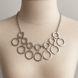 Collier en Acier Inoxydable – Cascade d’Anneaux Géométriques - Kunuz