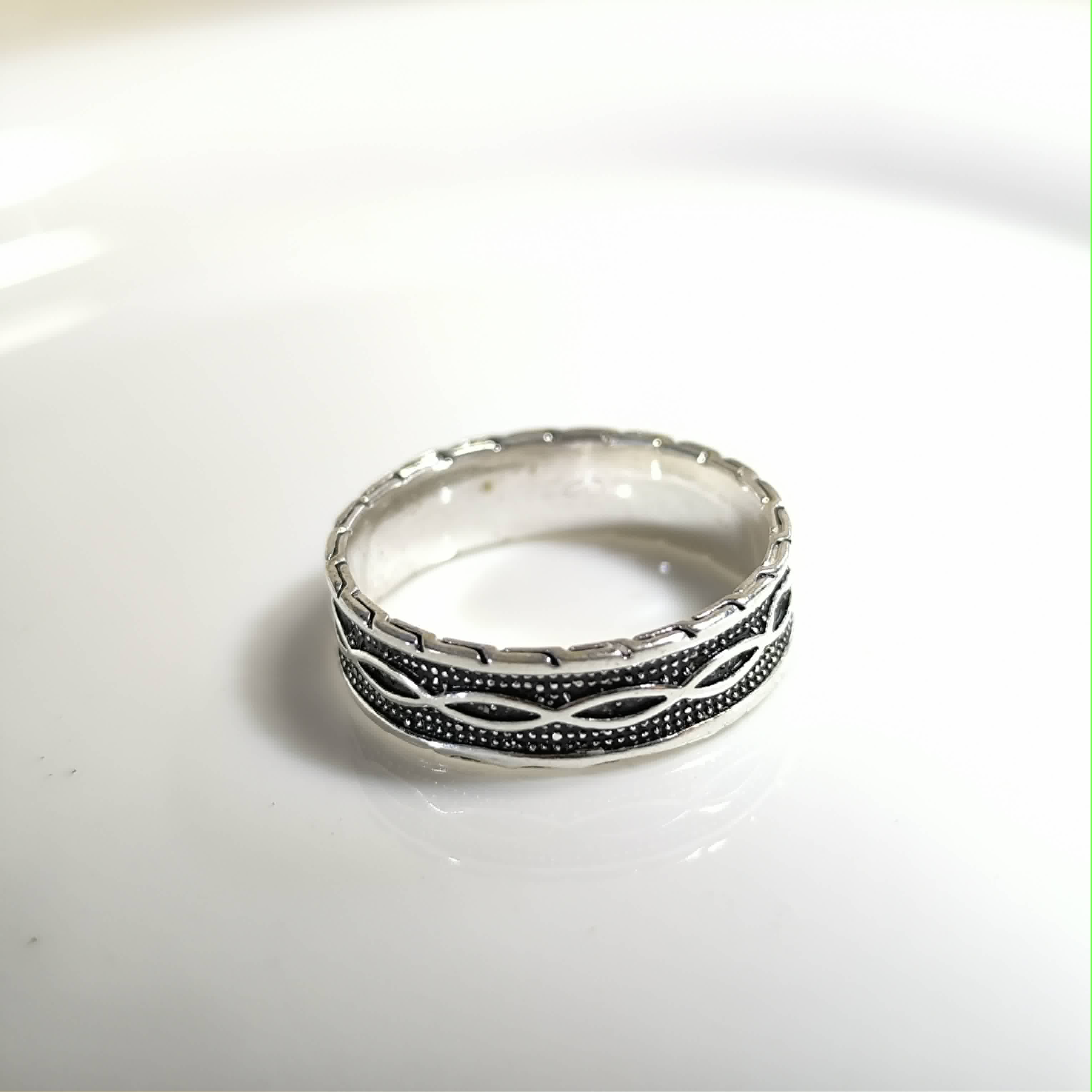 Bague Homme Argent 925 Style Tressé Noir Élégant