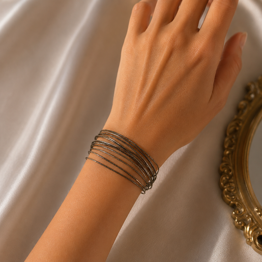 ✨ Bracelet Joncs Multiples Argentés – Élégance Intemporelle