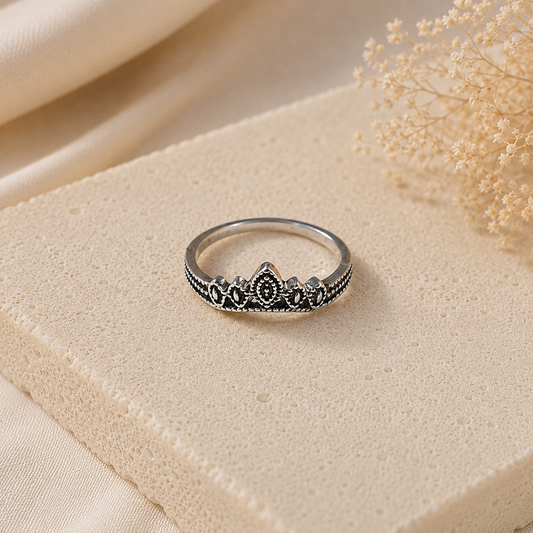 Bague Couronne Princesse en Acier Inoxydable – Style Royal Élégant