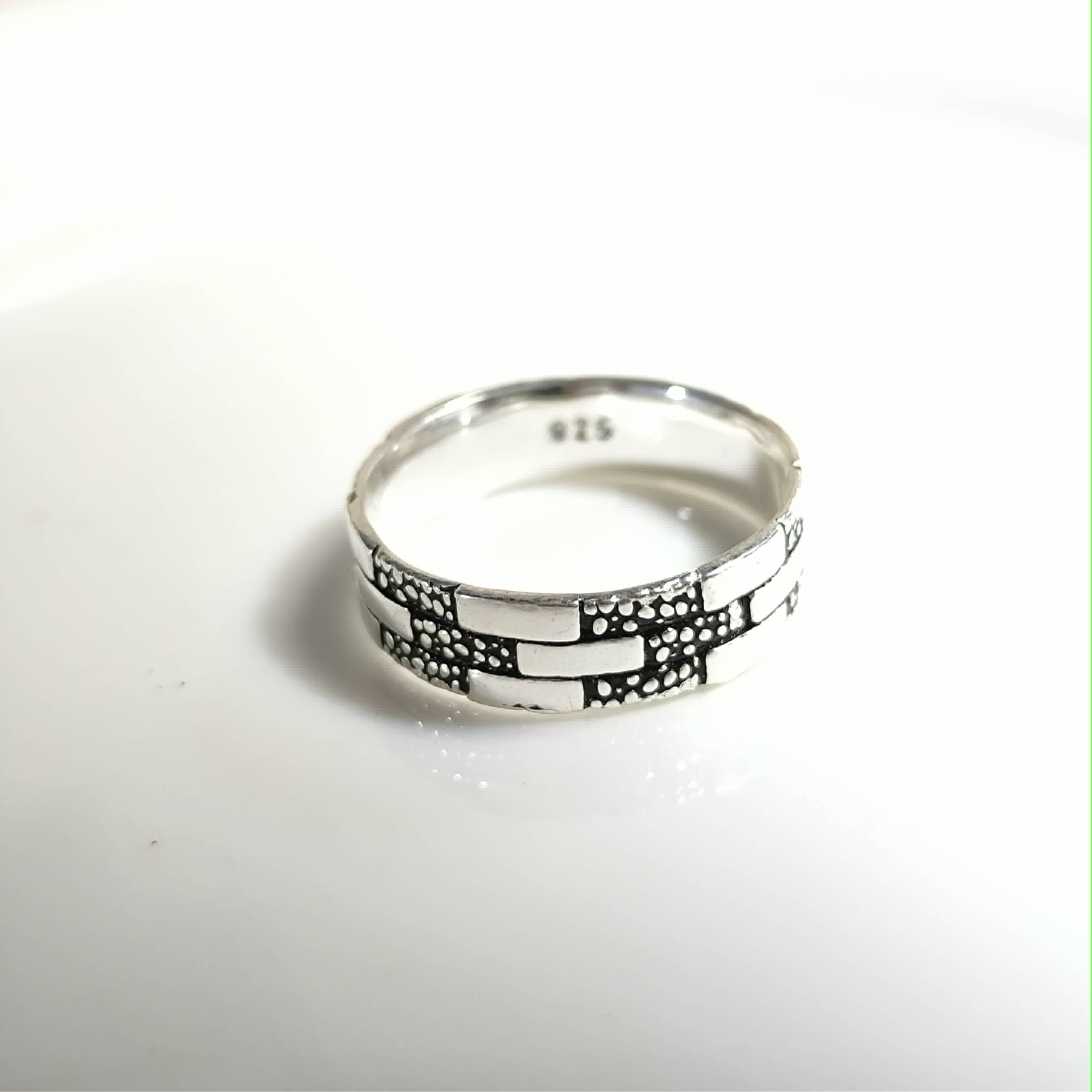 Bague Homme Argent 925 Motif Géométrique Vintage