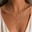 🐚 Collier Multi-Rangs Perle & Œil Protecteur