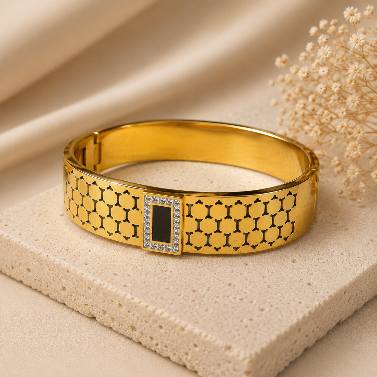 Bracelet Luxe en Acier Inoxydable – Blanc, Noir & Vert