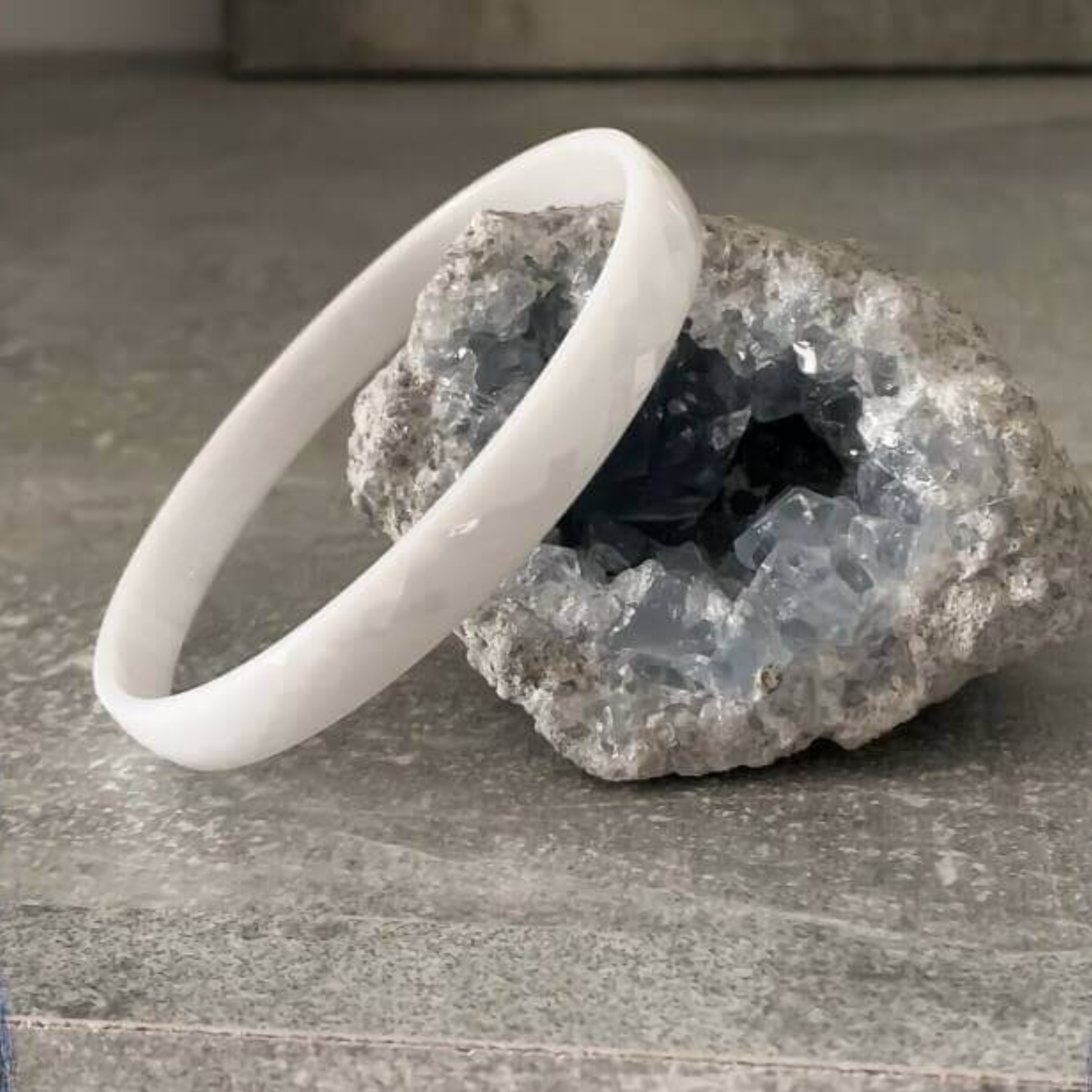 Bracelet Jonc Blanc Facetté Diamètre 65MM En Pure Céramique