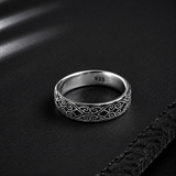 Bague Homme Argent 925 Gravure Entrelacée Élégante