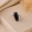 Bague Vintage Pierre Noire en Acier Inoxydable