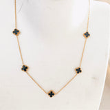 Collier Trèfle Noir en Acier Inoxydable – Style Luxe & Élégance