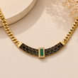 Collier Luxe Élégance en Acier Inoxydable – Blanc, Noir & Vert