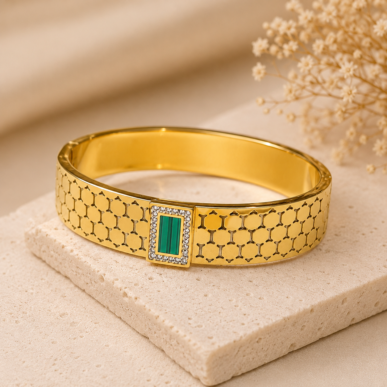Bracelet Luxe en Acier Inoxydable – Blanc, Noir & Vert
