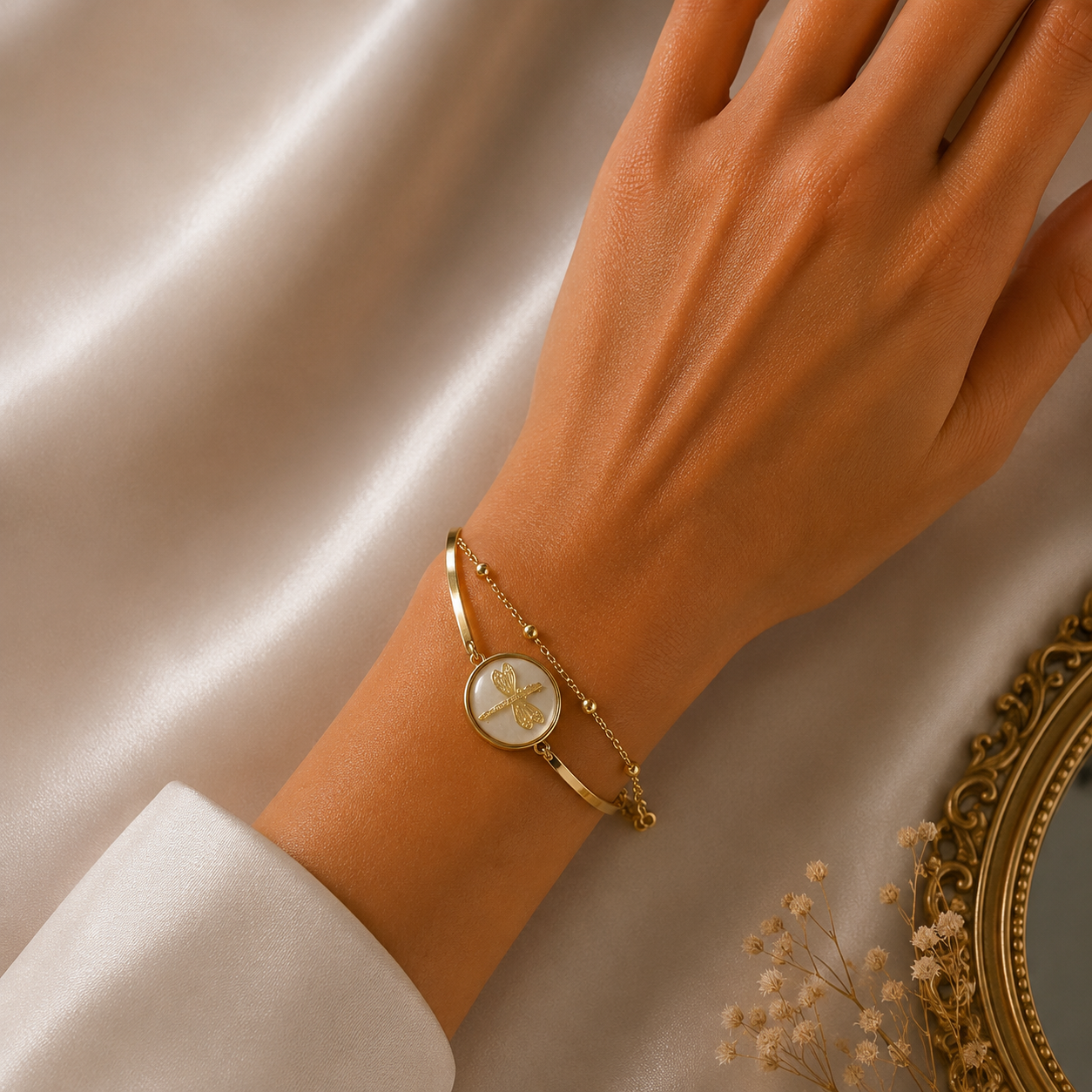 Bracelet Libellule Élégance Dorée
