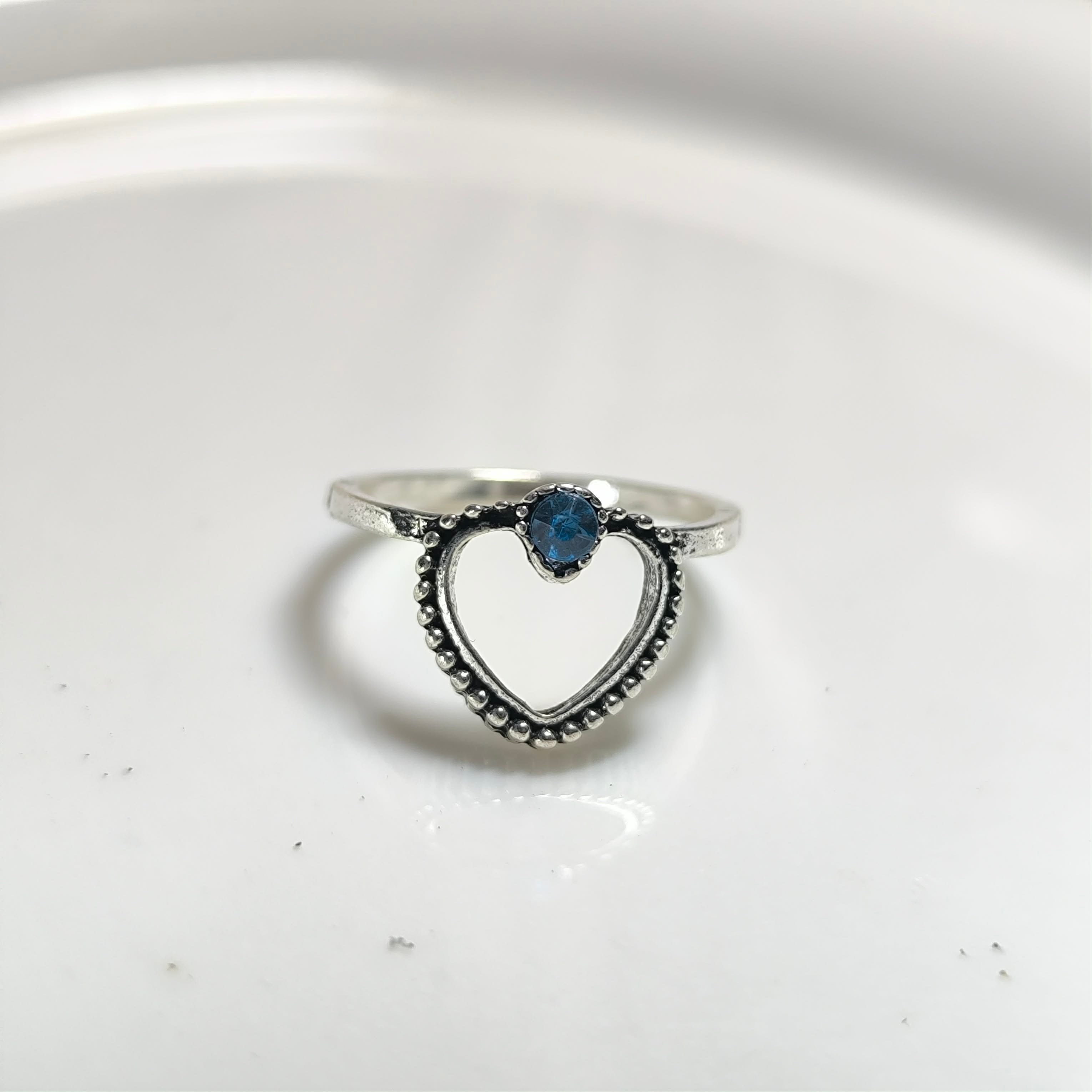 Bague Cœur Bleu en Acier Inoxydable – Élégance Romantique