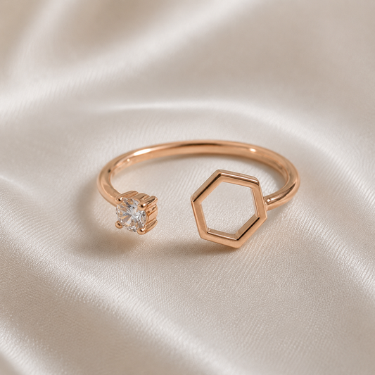 Bague Hexagone Élégance Moderne