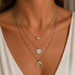 🌙 Collier Multi-Rangs Lune & Perle Élégante