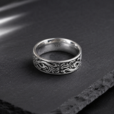 Bague Homme Argent 925 Gravure Vintage Élégante
