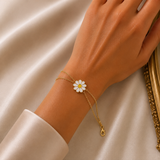 Bracelet Fleur Marguerite Dorée