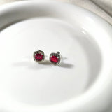 Boucles d’Oreilles Argent 925 Carrées Rouge Rubis Éclat Luxe