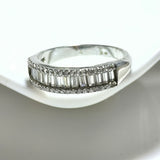 Bague Luxe Éclat en Argent – Zircons Brillants Coupe Baguette