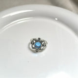 Bague Fleur Bleue en Acier Inoxydable – Élégance Vintage