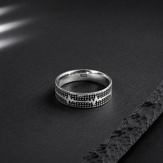 Bague Homme Argent 925 Motif Battement Moderne
