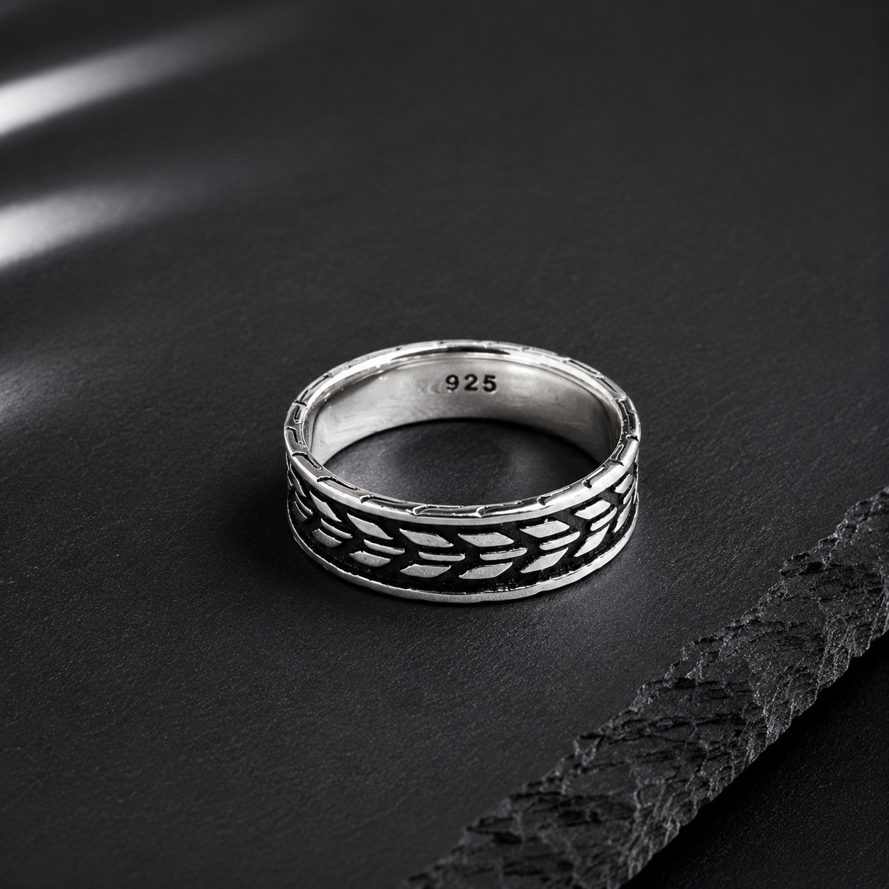 Bague Homme Argent 925 Motif Tressé Vintage