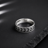 Bague Homme Argent 925 Motif Tressé Vintage
