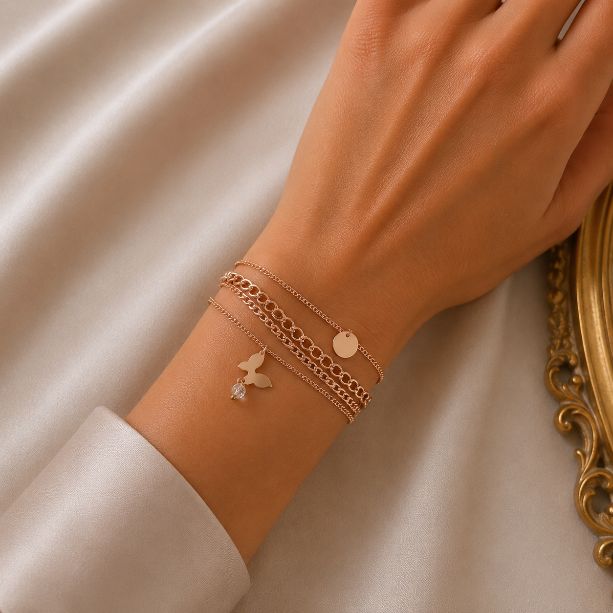 Bracelet Papillon Élégance Rose Doré 🦋