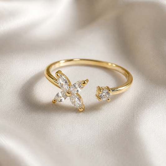 Bague Fleur Brillante Élégance Féminine