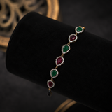 Bracelet Tradition Élégance en Vrai Bronze – Pierres Vertes et Rubis