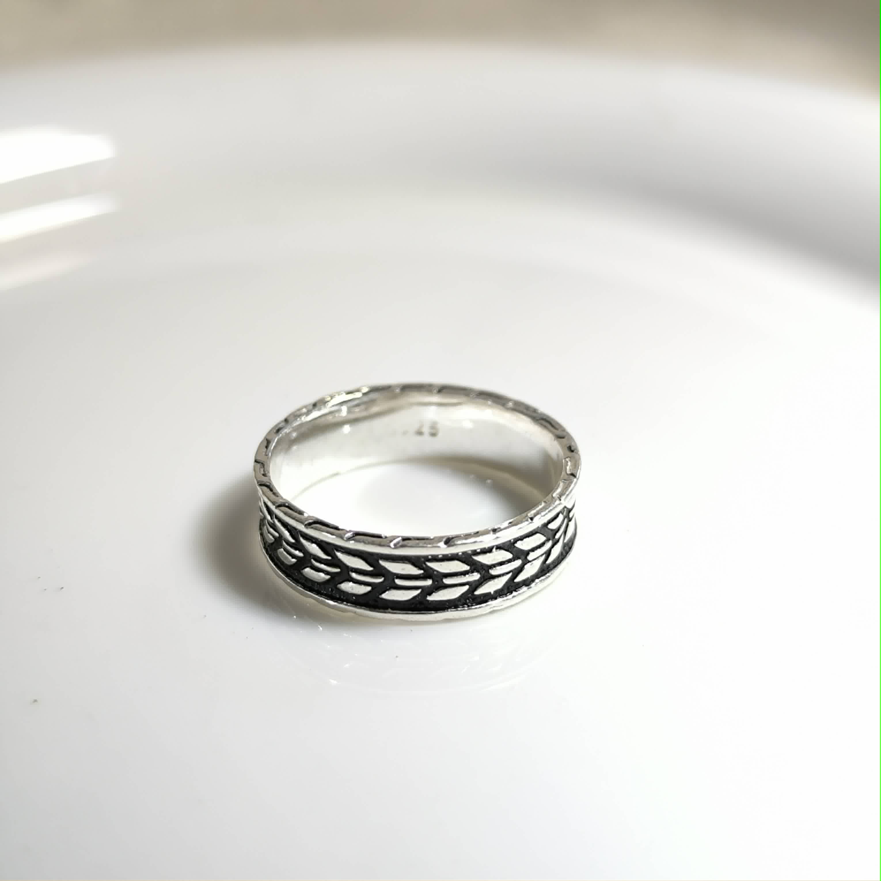 Bague Homme Argent 925 Motif Tressé Vintage