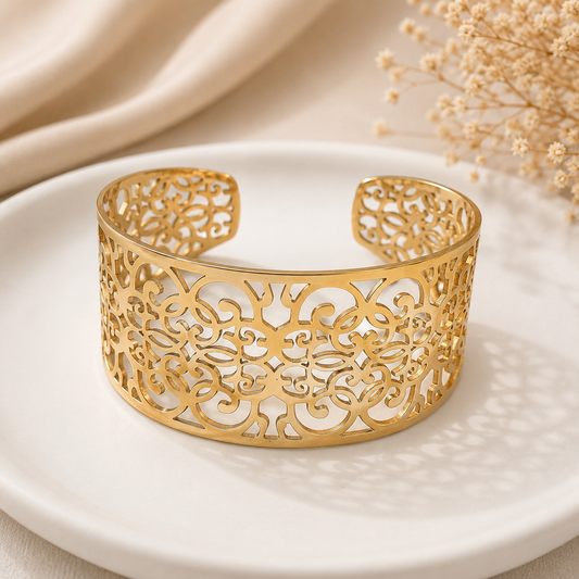 Bracelet Manchette Arabesque Luxe – Acier Inoxydable CN