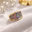 Bague Luxe Multicolore en Plaqué Or – Élégance Moderne & Éclat Raffiné