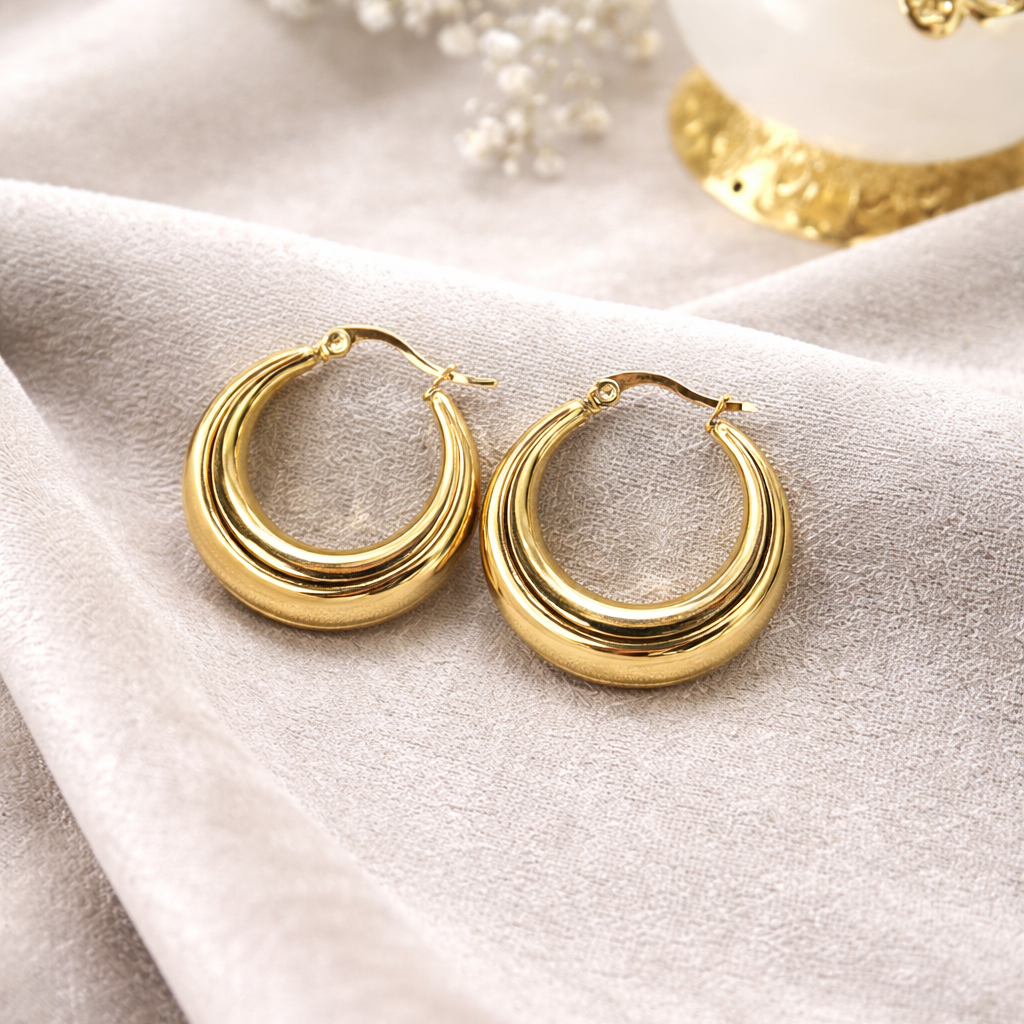 Boucles d’Oreilles Créoles Modernes en Acier Inoxydable