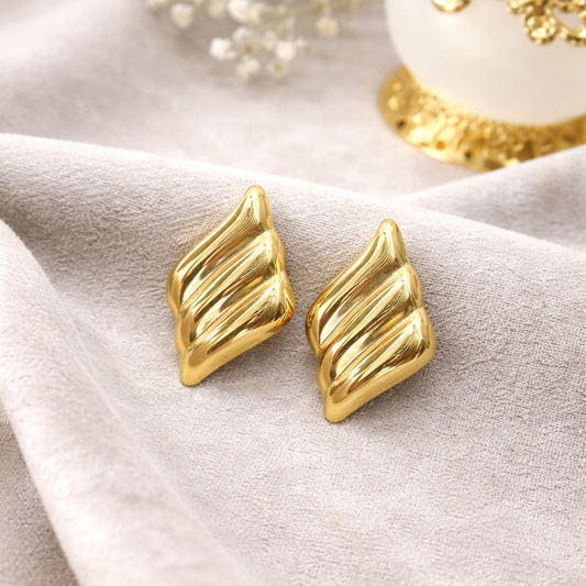 Boucles d’Oreilles Design Sculpté en Acier Inoxydable