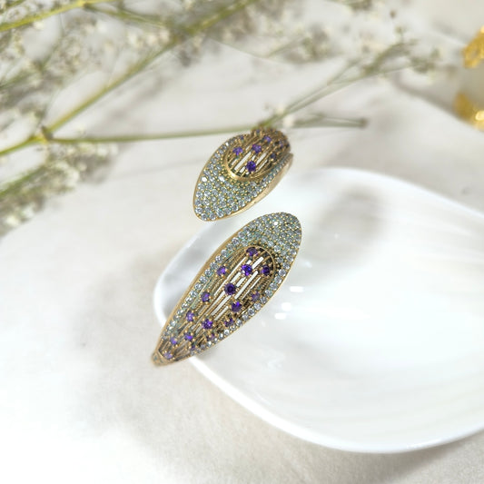 Bracelet Antique Éclat Impérial – Bronze & Argent aux Pierres Violettes