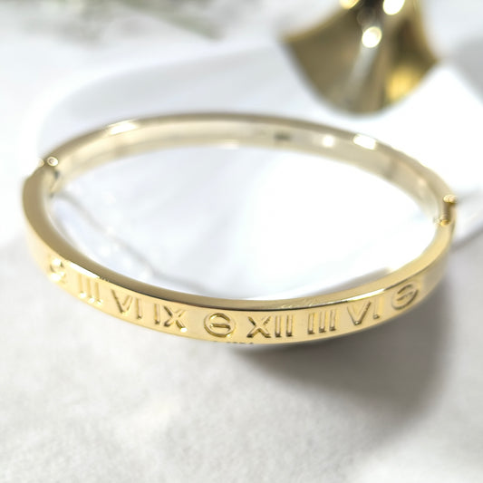 Bracelet Chiffres Romains – Acier Inoxydable Doré